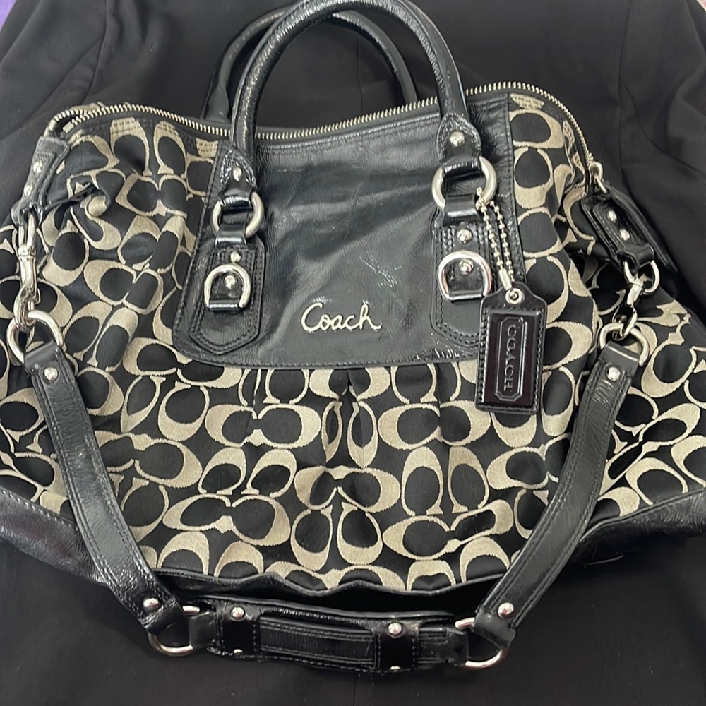 Black patent leather coach